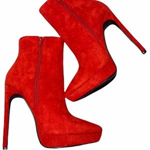Pointy Toe Red Booties